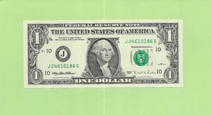 1995 ..UNCIRC $1  J 2461 0186 G  .... 1995 $1  J-G      NICE NOTE          FRN - Picture 1 of 2