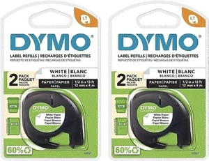 Dymo 10697 Self-Adhesive White Paper Labeling Tape for LetraTag, 2 Blister... - Picture 1 of 7