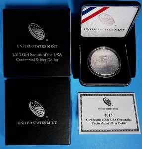 2013 W $1 Girl Scouts of the USA Centennial Uncirculated Silver Dollar - Picture 1 of 5