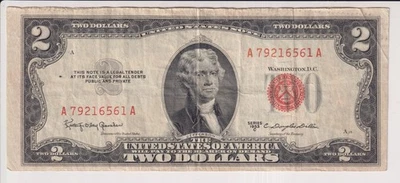 TWO DOLLAR FEDERAL RESERVE NOTE UNITED STATES OF AMERICA SERIES 1953 C $2 BILL - Image 1 of 2
