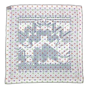 Hermes Silk Scarf 60cm Zigzag Rainboard Tape Blue Used - Picture 1 of 3