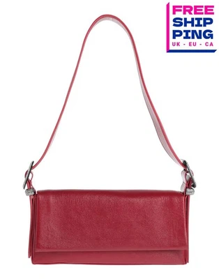 RRP€1057 BENEDETTA BRUZZICHES Vitty Leather Shoulder Bag Burgundy Rhinestones - Image 1 of 4