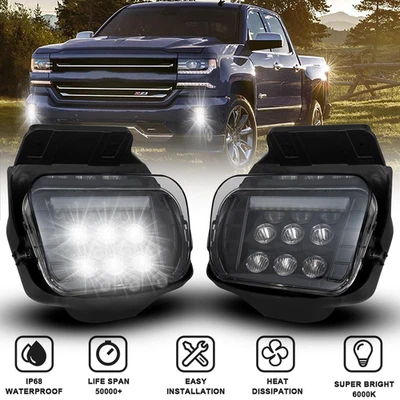 Par de luces antiniebla LED delanteras DRL para Chevy Silverado 2003-2006 Avalanche 2002-2006 Foto 1 de 4