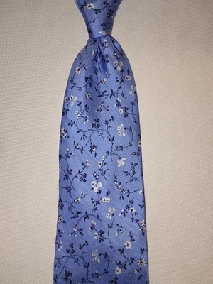 Prendas para el cuello extra largas Paul Fredrick 100 % seda hechas a mano con estampado floral azul Foto 1 de 4