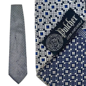 Vintage 1940s Seidenkrawatte Silber Blau 40s Krawatte Mod Preppy Pulcher - Picture 1 of 6