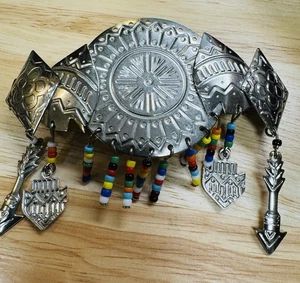 Clip de pelo estilo nativo americano del suroeste anillo de acero plateado - Imagen 1 de 3