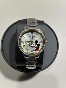 Citizen Eco-Drive FE7044-52W Ladies Mickey Mouse Crystal Watch - New With Tags - Picture 1 of 20