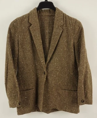 Vintage Casablanca Tweed Unstructured Jacket Women's Size 10 Brown White Wool - Image 1 of 4