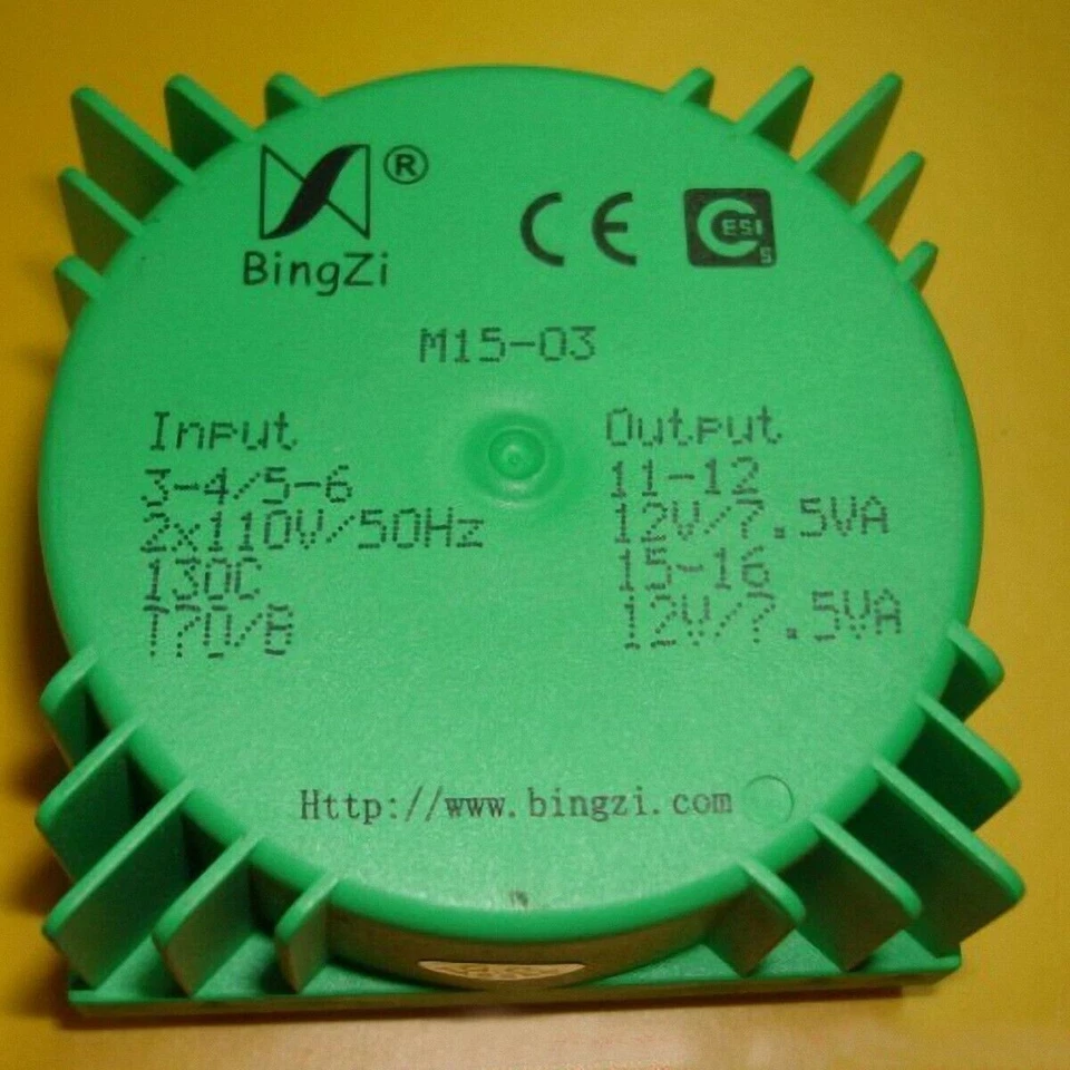 15VA Green Square 15W Sealed toroidal transformers M15-03 AC dual 12V(2*12V) - Image 1 of 1