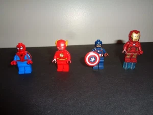 4 Lego minifigures Spiderman, Flash, Captain America, and Iron Man - Picture 1 of 2