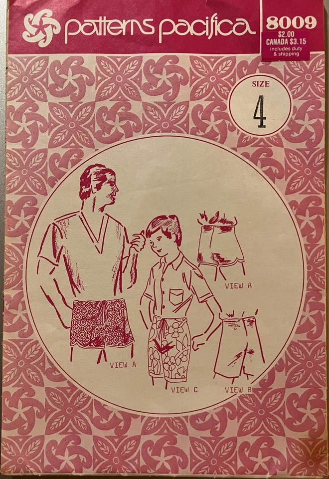  Vtg Patterns Pacifica 8009 Boys' Beach Shorts or Swimsuit size 4 waist 21 uncut - Image 1 of 2