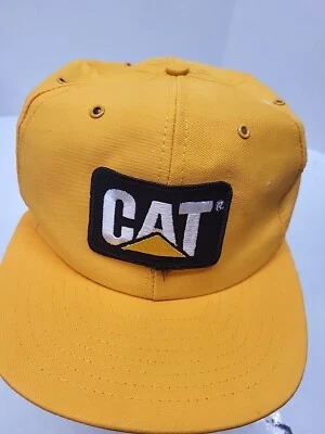 Vintage CAT Hat Patch Snapback Yellow/Gold Trucker Cap Louisville MFG USA - Image 1 of 4