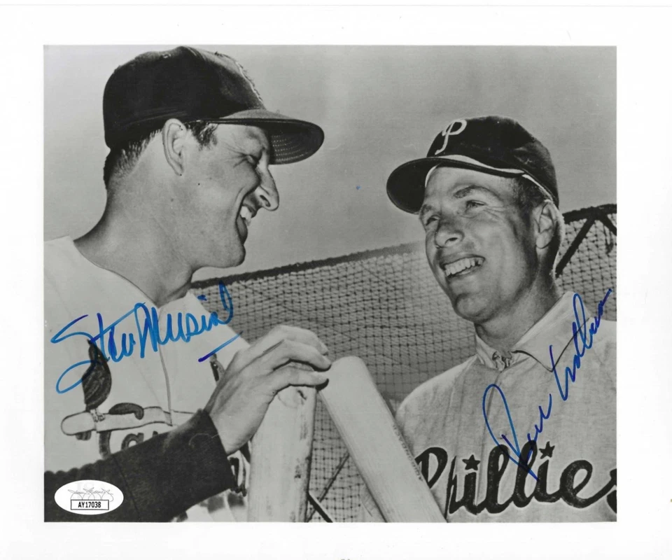 Signed STAN MUSIAL RICHIE ASHBURN 8X10 Cardinals Phillies Photo JSA Authentic - Image 1 of 1