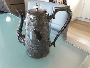Antique A 1 Silver Plated Coffee Pot J H P Otter Sheffield Solder On Hinge - Picture 1 of 8