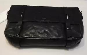 Trifine Unisex Concrete Leather Satchel, Black, One Size - Picture 1 of 6