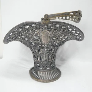 Deutscher Silber durchbohrter Brautkorb B.M. Deutschland gepunzt Antik Jugendstil - Bild 1 von 14