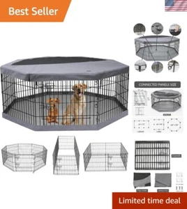 Durable 8-Panel Pet Playpen with Top Cover - Safe for Small Animals, 36” Height - Picture 1 of 8