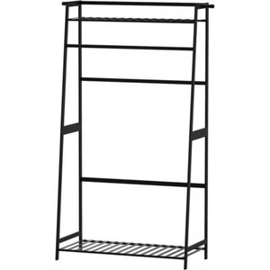 Unbranded Clothes Freestanding Garment Rack 31.10"W Bamboo Material in Black - Picture 1 of 3