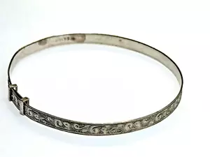 Vintage Sterling Silver 925 Bracelet Jewellery Baby Adjusted Engraved 3.31g - Picture 1 of 4