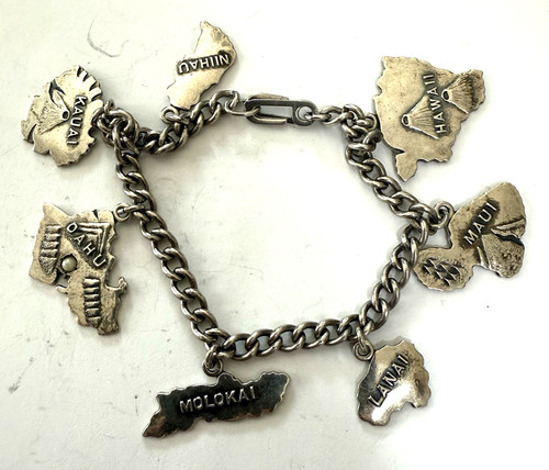 STONE ISLAND Bracciale con ciondolo sterling ISOLE HAWAIANE vintage