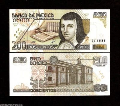 BILLETE PLUMA MÉXICO 200 PESOS P-114 2000 *Z*REEMPLAZO CONMEMORATIVO SIN CIRCULAR 75º Foto 1 de 3