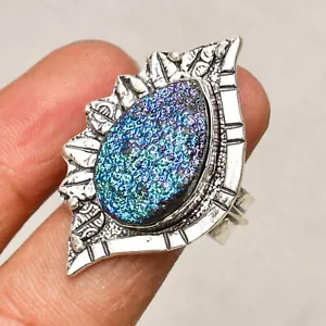 Titanium Jasper Gemstone 925 Sterling Silver Handmade Jewelry Ring 8.5 - Picture 1 of 6