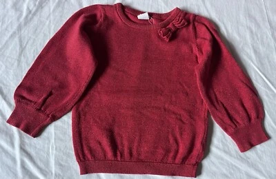 Suéter de vellón rojo H&M para niña pequeña pajarita Algodon poliéster talla 1-1/2 - 2T Foto 1 de 4