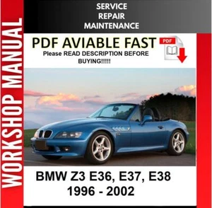 BMW Z3 1996 1997 1998 1999 2000 2001 2002 SERVICE REPAIR WORKSHOP MANUAL 2 - Picture 1 of 1