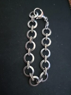 PULSERA CADENA INICIADORA COLGANTE CRISTAL PAVÉ REDONDO TONO PLATA FÓSIL JA5611040 Foto 1 de 2