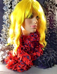 3 Handmade Skinny Boa Scarf Fluffy -Feather and Fur Free Red 90" Black 82" W 96" - Picture 1 of 14