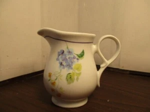 Creamer Pitcher Vase Floral White Violets - Yellow Flowers - Picture 1 of 5