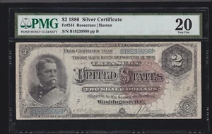 US 1886 $2 Hancock Silver Certificate FR 244 PMG 20 VF (998) - Picture 1 of 2