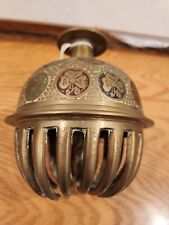 Vintage Indian Hand-Painted Brass/Enamel Claw Prayer Bell Amazing Sound