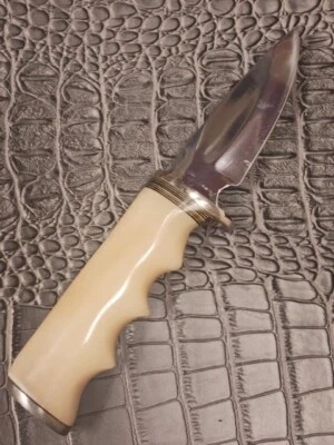 Крупный рогатый скот кости белая ручка D2 инструмент стали падение стали исправить лезвие w кожаный чехол - Изображение 1 из 4