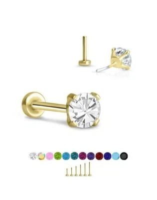 Anillo nariz Labret sin rosca Monroe pasador oro amarillo acero 4 mm punta circonita cúbica Foto 1 de 2