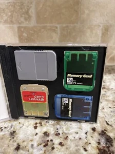 Performance Sony PlayStation 1 PS1 Memory Card Case Holder + 4 Memory Cards - Picture 1 of 3