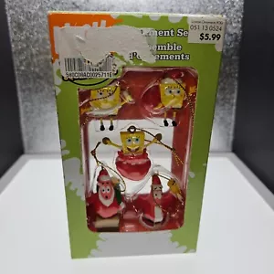 2004 Nickelodeon 5 SPONGEBOB SQUAREPANTS Mini Christmas Ornament Set New In Box - Picture 1 of 3