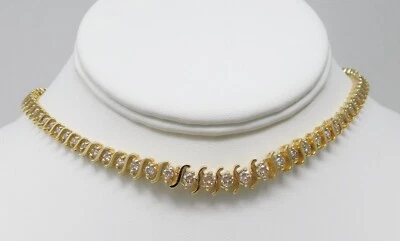 Collar Gargantilla Oro Amarillo 14 kt DIAMANTE Eslabón en S 14 3/4" B6526 Foto 1 de 4