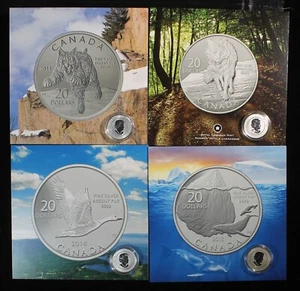 Set of 4 2013/2014 $20 Canadian Silver Wildlife Series With OGP OTQ1949/JCS - Picture 1 of 4