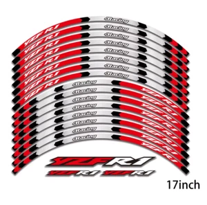 Yamaha YZF R1 Wheel Rim Sticker Decals Set Front & Rear 17" Red Black Silver - Picture 1 of 1