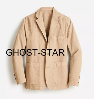 J.CREW blazer beige khaki chore cotton linen chino 38 tan suit jacket M casual - Image 1 of 4