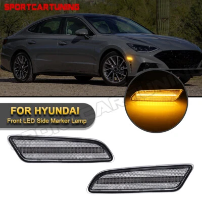For 2020-Up Hyundai Sonata Clear Lens LED Front Bumper Side Marker Signal Lights Foto 1 de 4