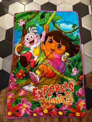 De colección Dora la Exploradora Nick Jr Botas Tiro Ropa de Cama Manta 60" x 39.5" VEUC Foto 1 de 4