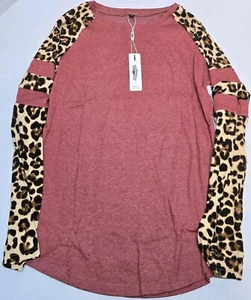 Styleworld Teen SMALL Girls Long Sleeve T Shirts Kids Loose Leopard Dark Pink - Picture 1 of 5