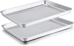 Baking Sheet Set of 2 Baking Pans Tray Cookie Sheet Stainless Steel 16 inch - Picture 1 of 12