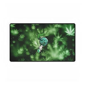 Green Themed Desk Mat with Herb Pattern, Gaming Setup Accessories, Office [...] - Picture 1 of 13