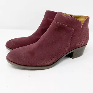 Lucky Brand Boots Raisin Red Suede Leather BRINTLY Ankle Booties US 6M New - Picture 1 of 9