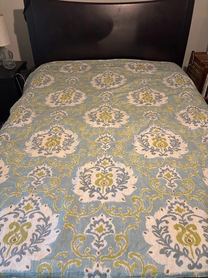 Capa de edredom Pottery Barn Joyce Ikat completa queen mistura de linho de algodão boho - Imagem 1 de 4