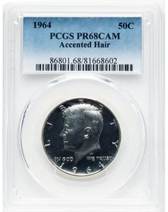 1964 50C Kennedy Half Dollars Accented Hair PR68 CAM (Proof)  PCGS Value $1700 - Picture 1 of 2