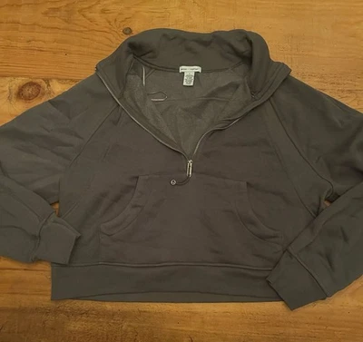 Better Together Sweatshirt Womens Large Gray Quarter Zip Long Sleeve Cropped - Image 1 of 4